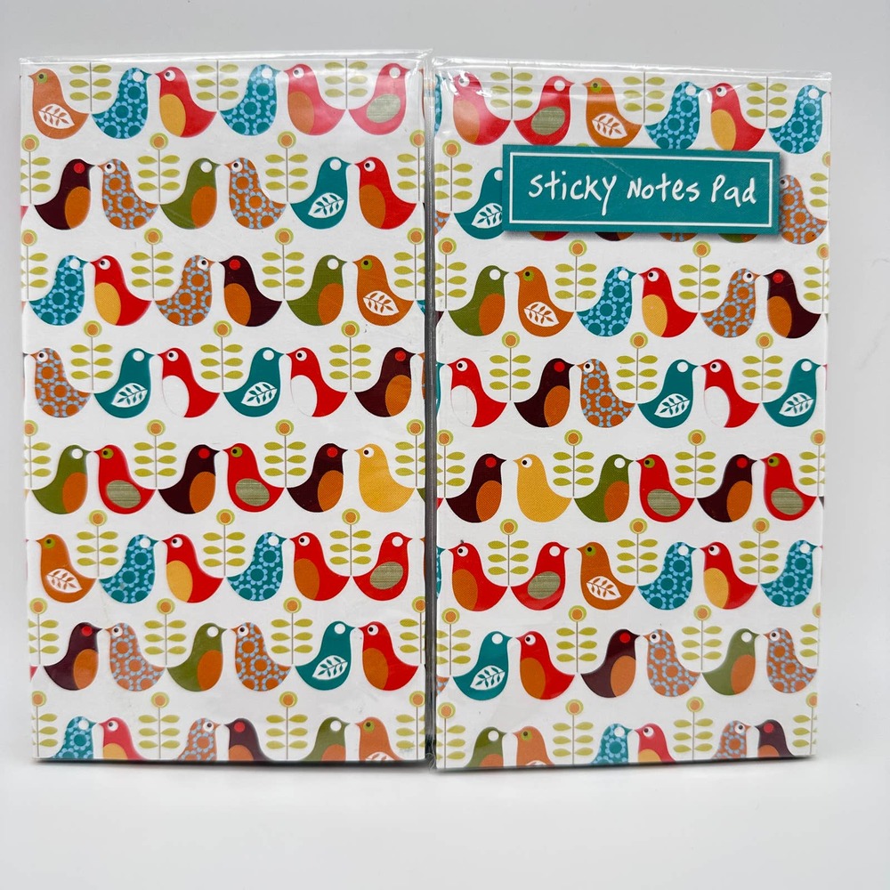 The Gifted Stationery Tri-Fold Sticky Note/Tear-Off Pads Birds Motif - NEW